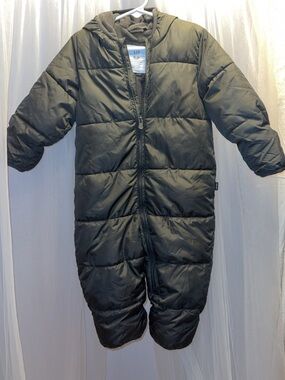 GAP Kids sz.18-24 mos Olive Green Puffer One-Piece Footless Snowsuit Pajama